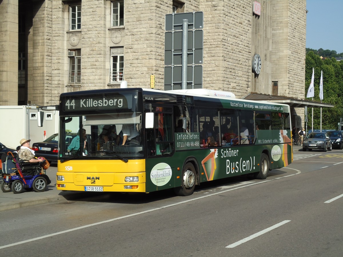 (127'931) - SSB Stuttgart - S-SB 5132 - MAN am 10. Juli 2010 beim Hauptbahnhof Stuttgart