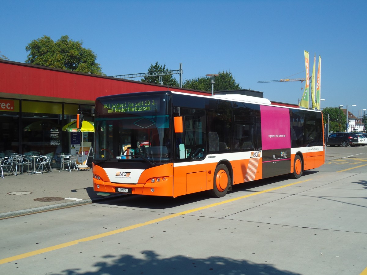 (129'100) - AOT Amriswil - Nr. 3/TG 116'583 - Neoplan am 22. August 2010 beim Bahnhof Amriswil