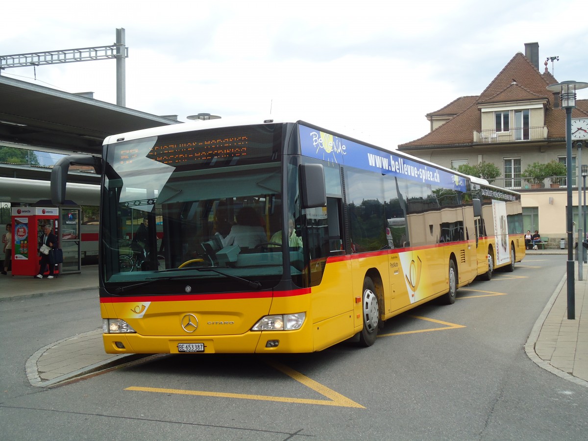 (129'123) - PostAuto Bern - BE 653'387 - Mercedes am 23. August 2010 beim Bahnhof Spiez