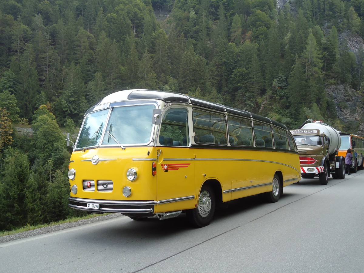 (129'864) - Zimmerli J., Oftringen - AG 57'298 - Berna/Tscher (ex Stutz, Oberlunkhofen; ex Leu, Schongau; ex Wicki, Bremgarten; ex P 22'054) am 18. September 2010 bei Valendas