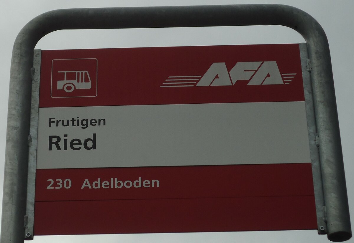 (130'978) - AFA-Haltestellenschild - Frutigen, Ried - am 15. November 2010