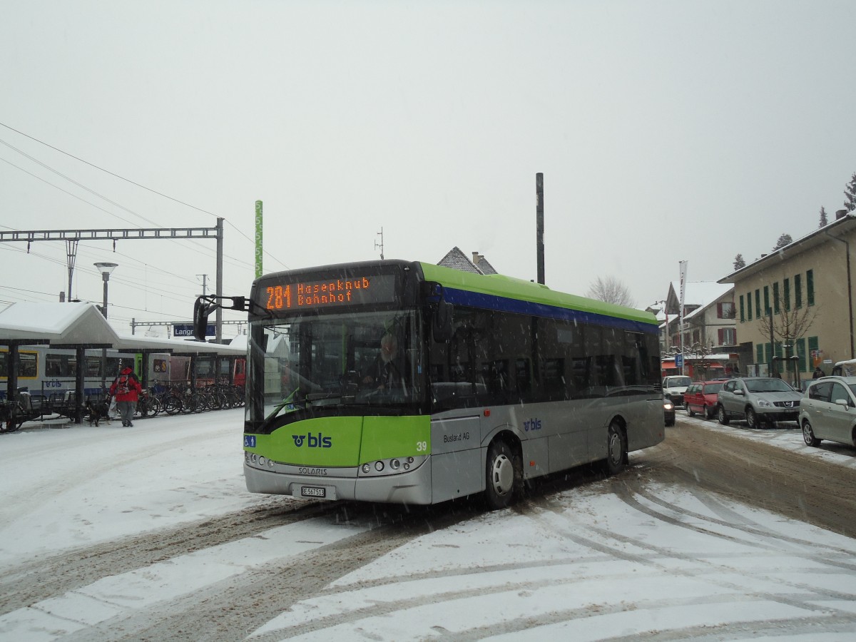 (131'737) - Busland, Burgdorf - Nr. 39/BE 567'513 - Solaris am 28. Dezember 2010 beim Bahnhof Langnau