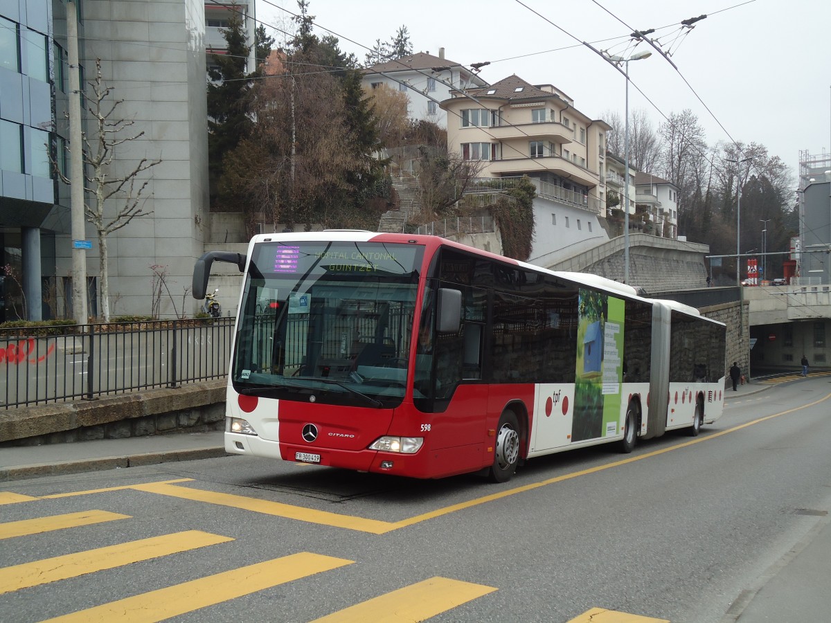 (132'707) - TPF Fribourg - Nr. 598/FR 300'419 - Mercedes am 7. Mrz 2011 in Fribourg, Avenue Beauregard