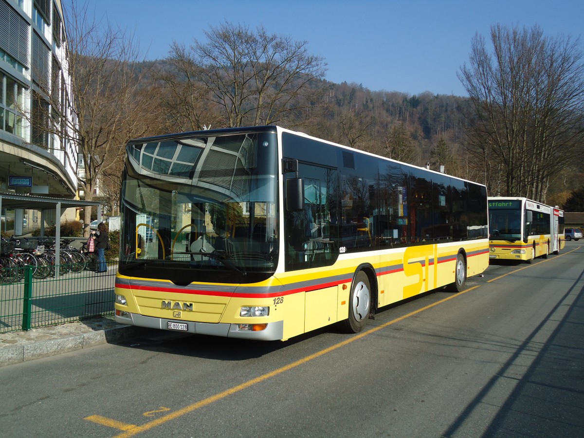(132'733) - STI Thun - Nr. 128/BE 800'128 - MAN am 7. Mrz 2011 bei der Schifflndte Thun