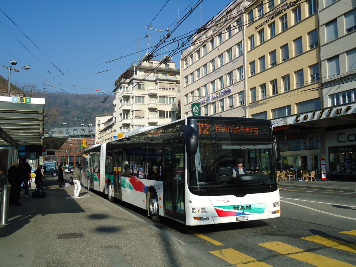 (132'784) - ASm Langenthal - Nr. 46/BE 703'519 - MAN am 9. Mrz 2011 beim Bahnhof Biel