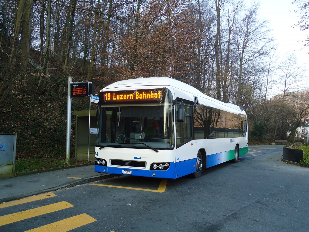 (132'956) - VBL Luzern - Nr. 74/LU 250'373 - Volvo am 11. Mrz 2011 in Luzern, Friedental