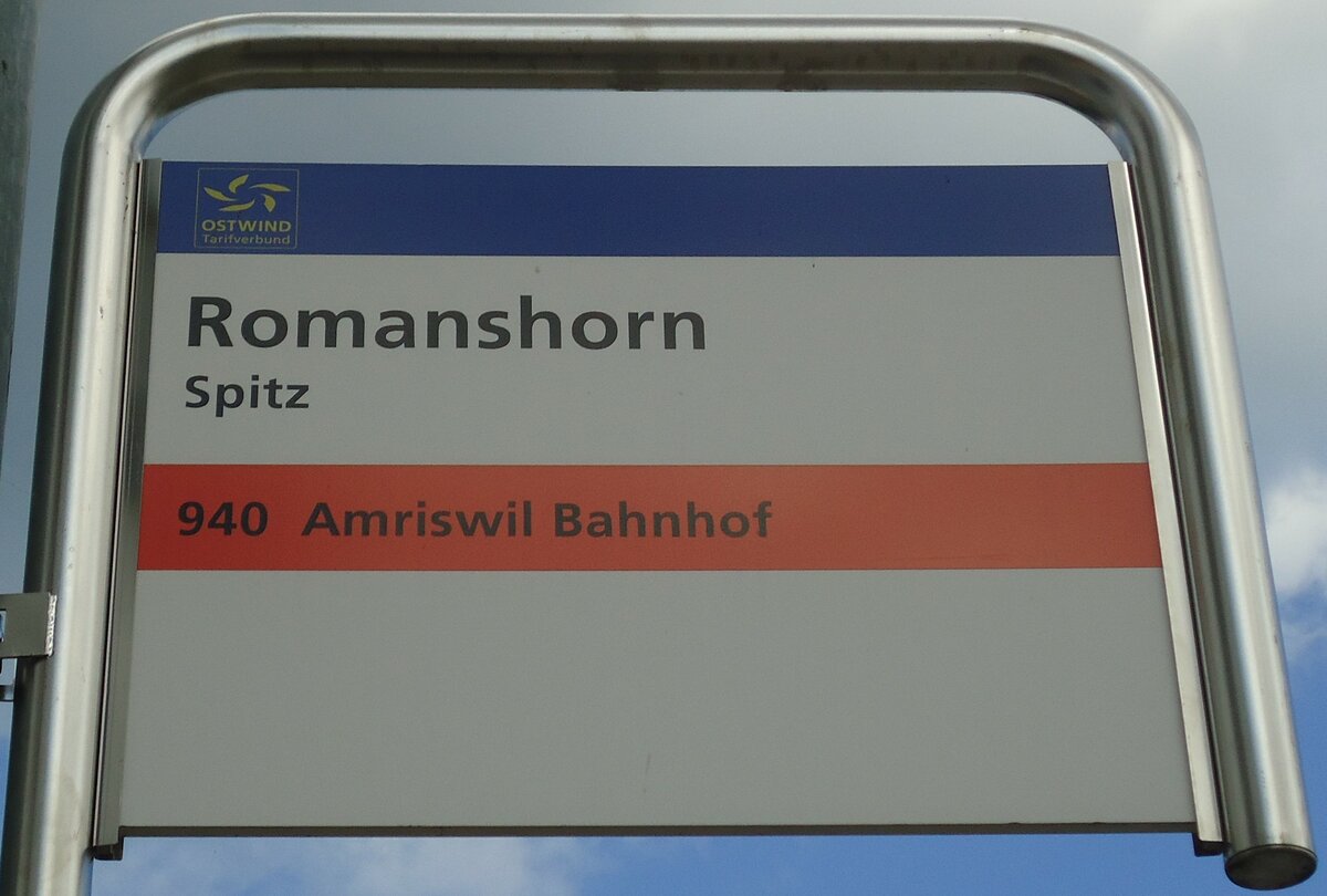 (133'259) - AOT-Haltestellenschild - Romanshorn, Spitz - am 13. April 2011