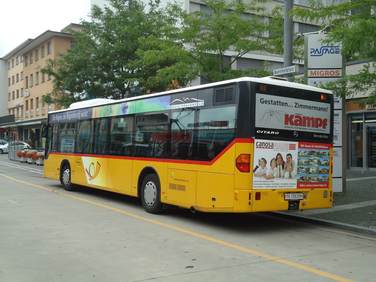 (134'922) - PostAuto Ostschweiz - Nr. 9/TG 158'209 - Mercedes am 10. Juli 2011 beim Bahnhof Frauenfeld