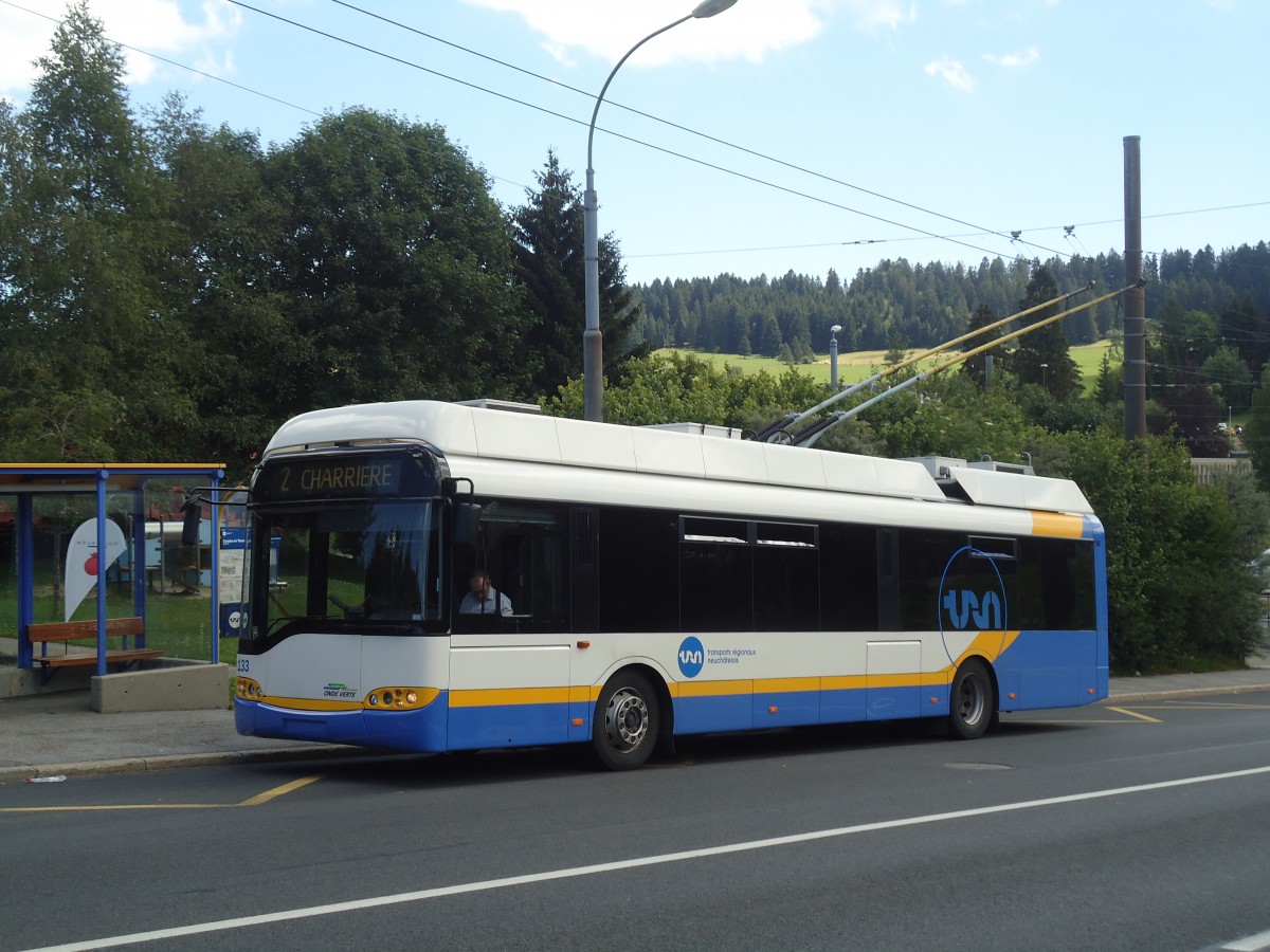 (135'007) - TC La Chaux-de-Fonds - Nr. 133 - Solaris Trolleybus am 11. Juli 2011 in La Chaux-de-Fonds, Combe--l'Ours