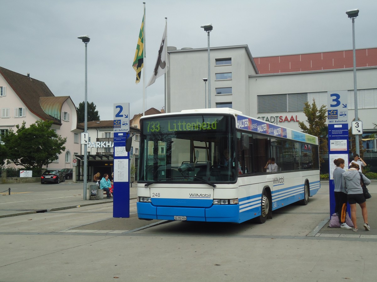 (135'900) - WilMobil, Wil - Nr. 248/SG 292'404 - Volvo/Hess (ex BOS Wil Nr. 7) am 14. September 2011 beim Bahnhof Wil