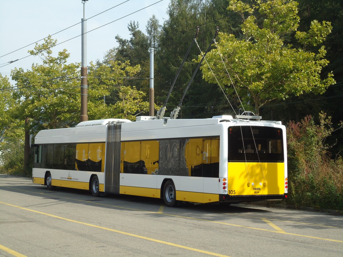 (136'146) - VBSH Schaffhausen - Nr. 105 - Hess/Hess Gelenktrolleybus am 25. September 2011 in Schaffhausen, Busdepot