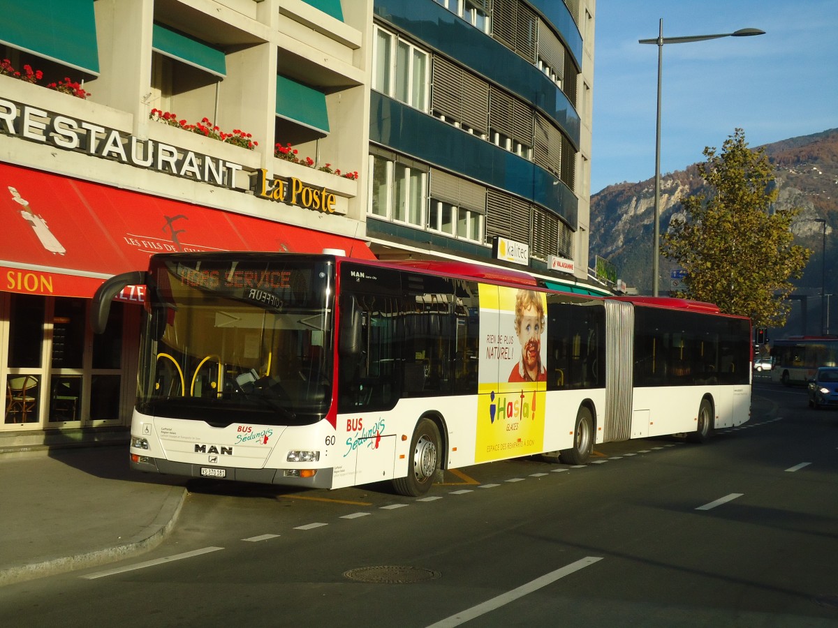 (136'867) - Lathion, Sion - Nr. 60/VS 370'181 - MAN am 22. November 2011 beim Bahnhof Sion