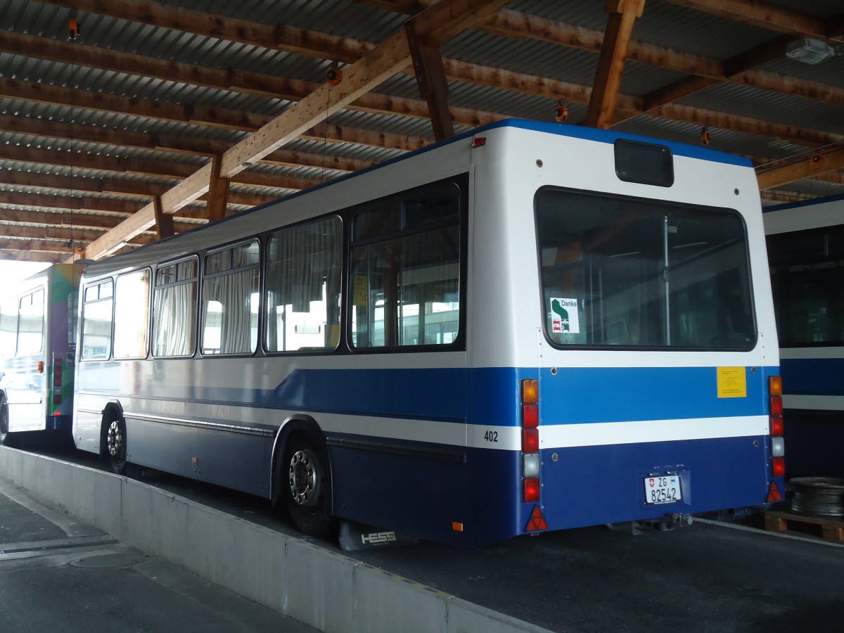 (138'036) - ZVB Zug - Nr. 402/ZG 82'542 - Lanz+Marti/Hess Personenanhnger (ex Nr. 102) am 6. Mrz 2012 in Zug, Garage