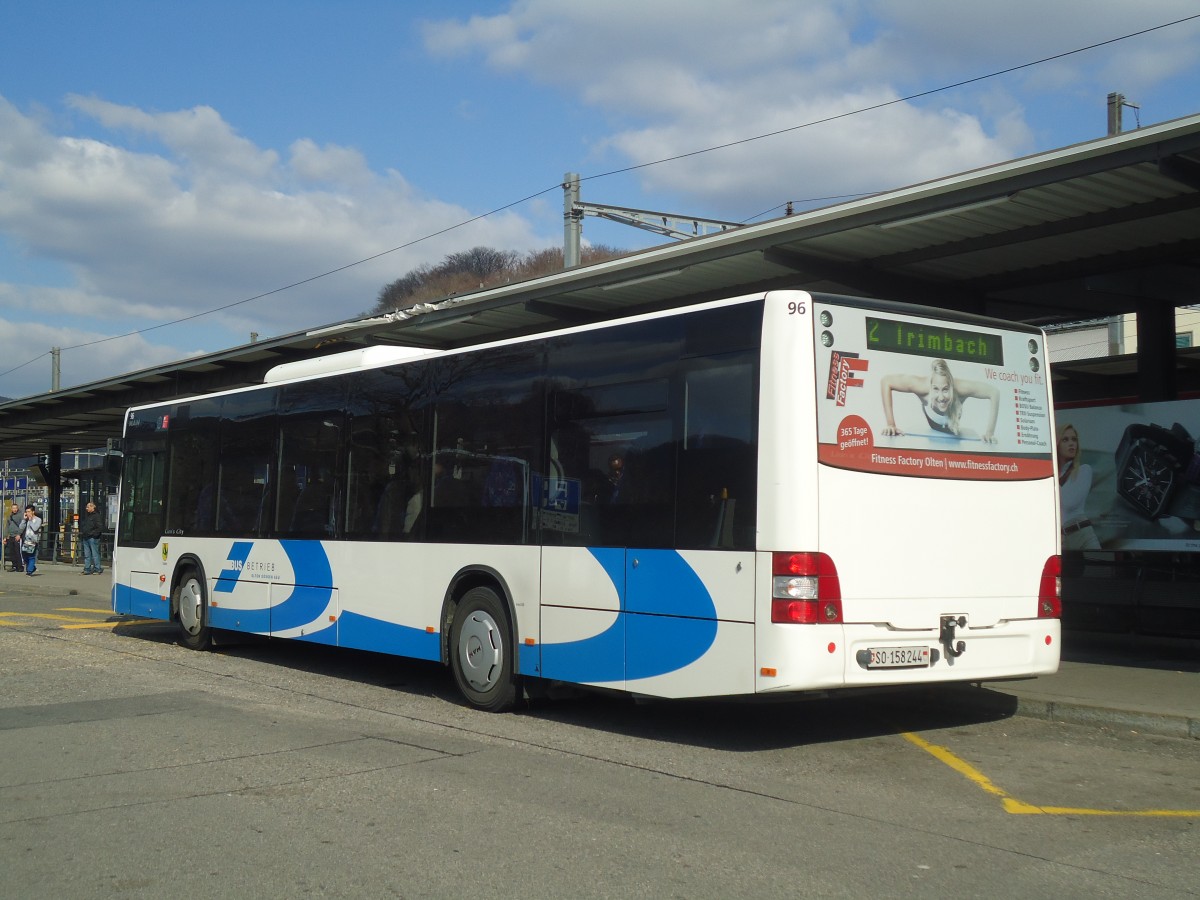 (138'102) - BOGG Wangen b.O. - Nr. 96/SO 158'244 - MAN am 6. Mrz 2012 beim Bahnhof Olten