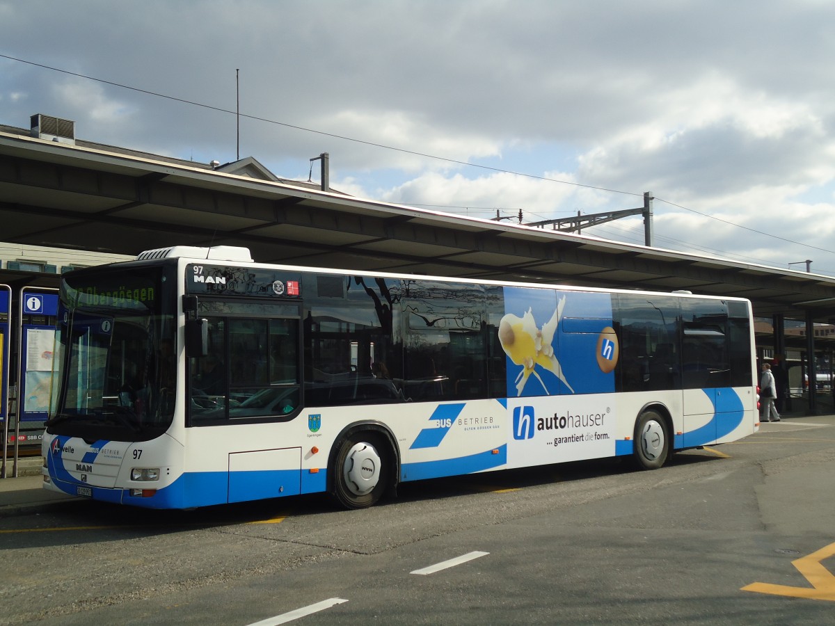 (138'110) - BOGG Wangen b.O. - Nr. 97/SO 129'951 - MAN am 6. Mrz 2012 beim Bahnhof Olten