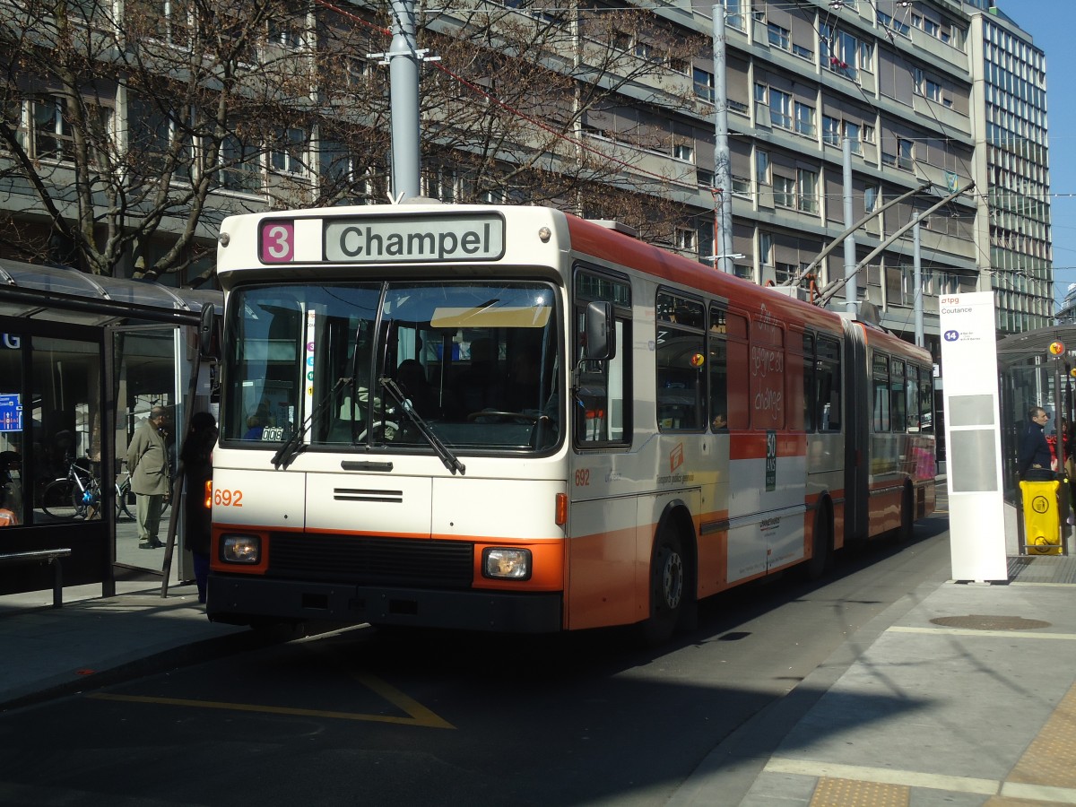 (138'272) - TPG Genve - Nr. 792 - NAW/Hess Gelenktrolleybus am 9. Mrz 2012 in Genve, Coutance