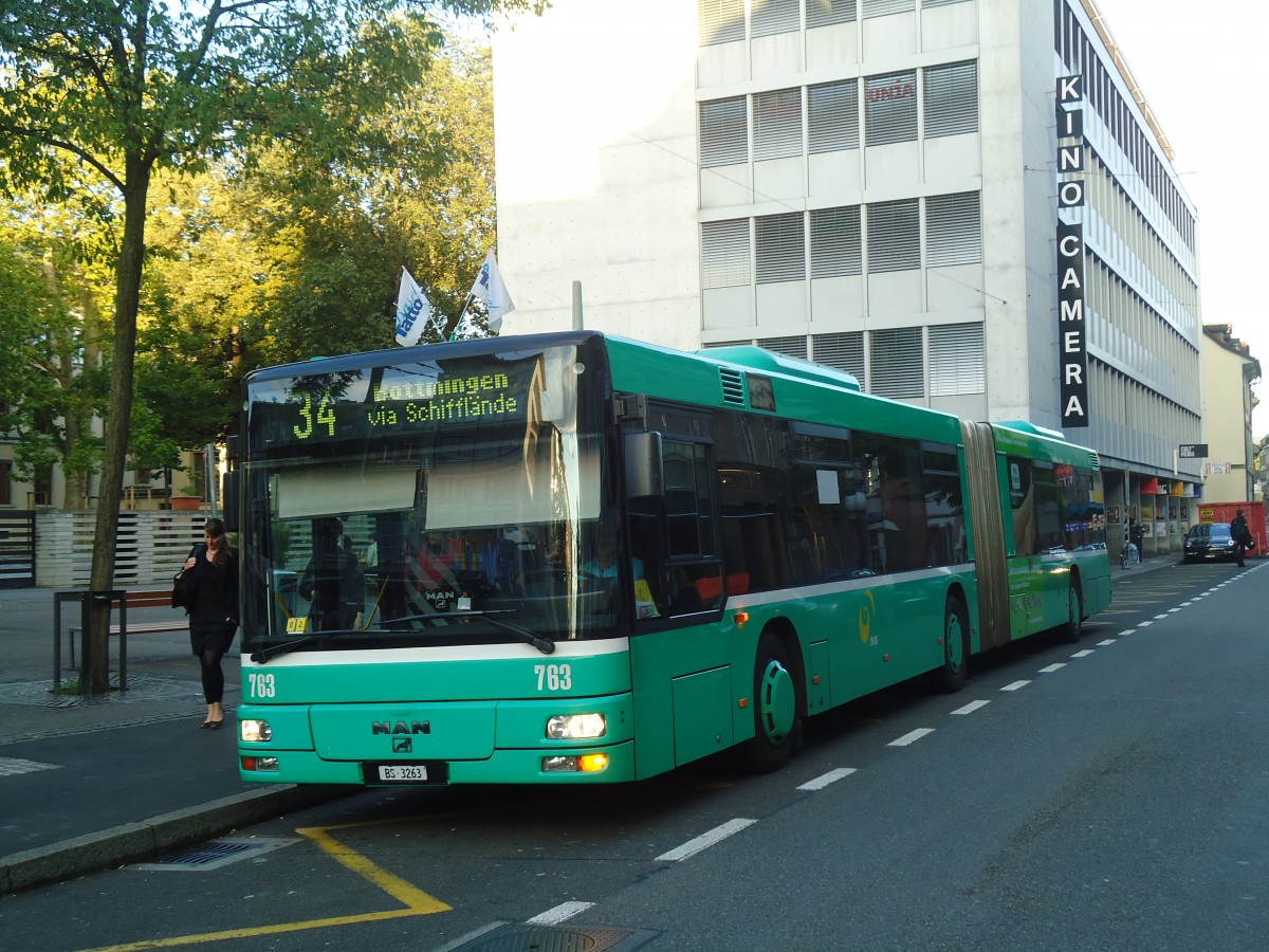 (140'518) - BVB Basel - Nr. 763/BS 3263 - MAN am 16. Juli 2012 in Basel, Claraplatz