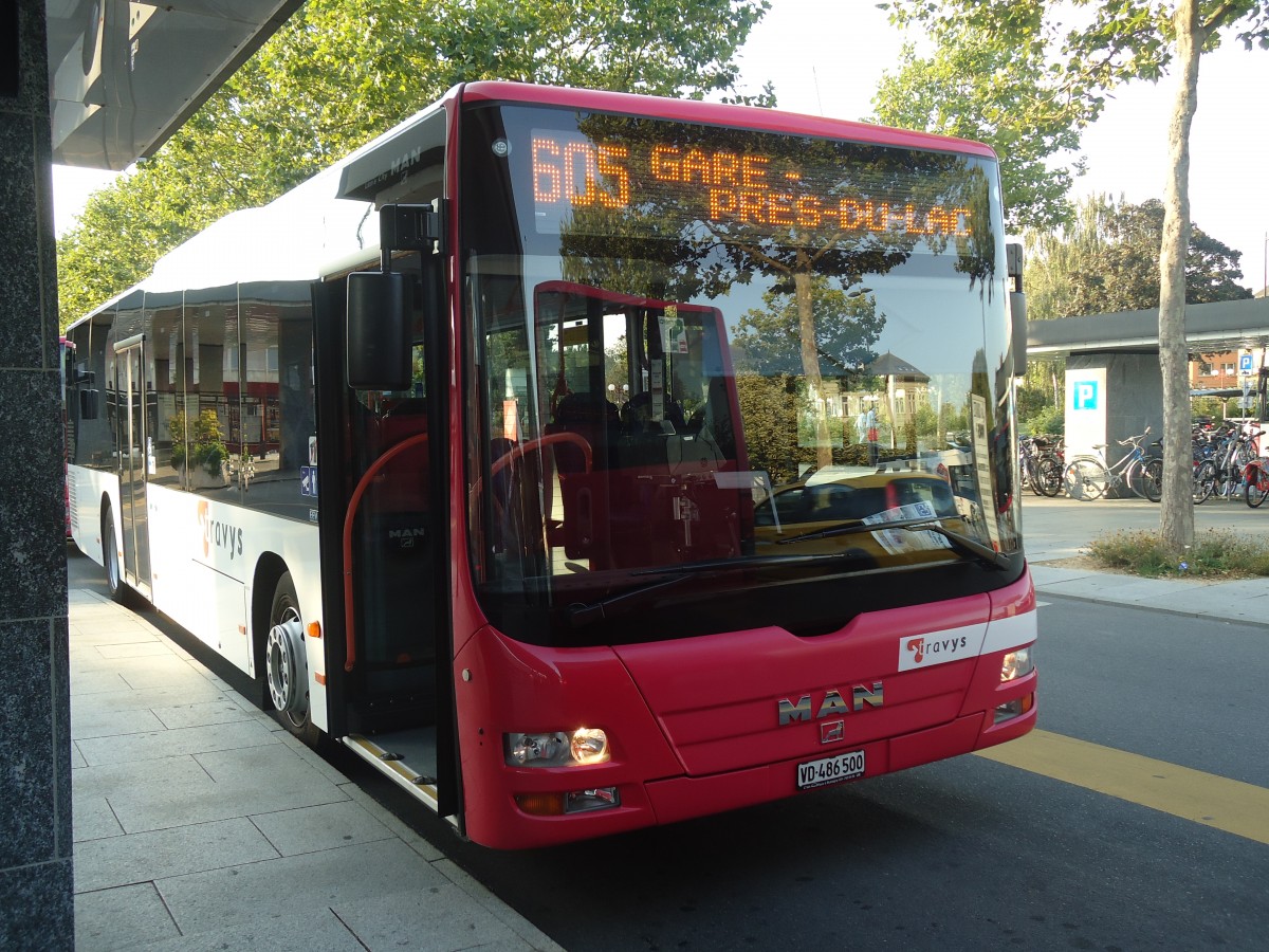 (140'946) - TRAVYS Yverdon - VD 486'500 - MAN am 27. Juli 2012 beim Bahnhof Yverdon