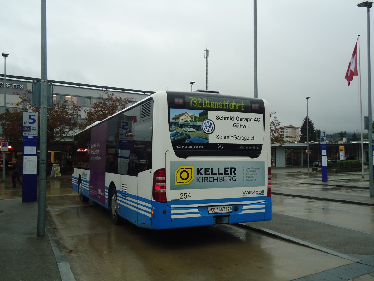 (141'486) - WilMobil, Wil - Nr. 254/SG 164'719 - Mercedes am 12. September 2012 beim Bahnhof Wil