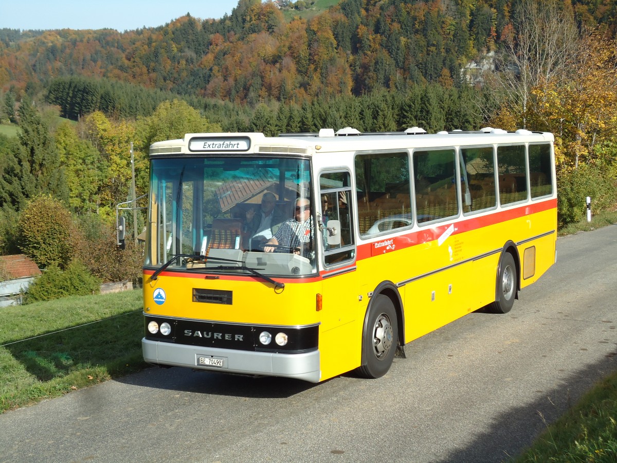 (142'023) - Leuenberger, Kirchberg - BE 70'492 - Saurer/Lauber (ex Niederer, Filzbach Nr. 11) am 21. Oktober 2012 bei Zumholz