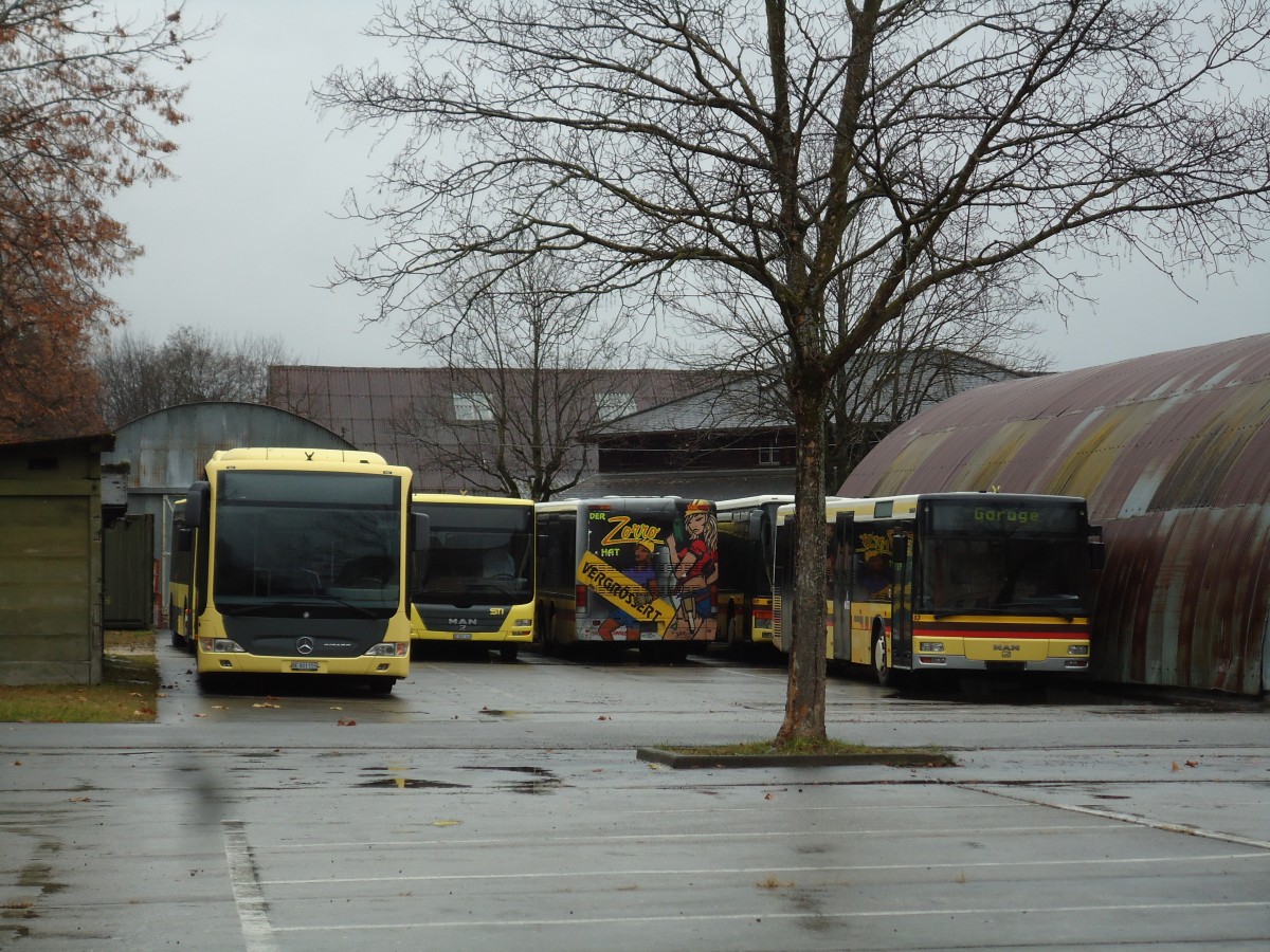 (142'282) - STI Thun - Nr. 155/BE 801'155 - Mercedes + Nr. 83 - MAN am 28. November 2012 in Thun, Waffenplatz