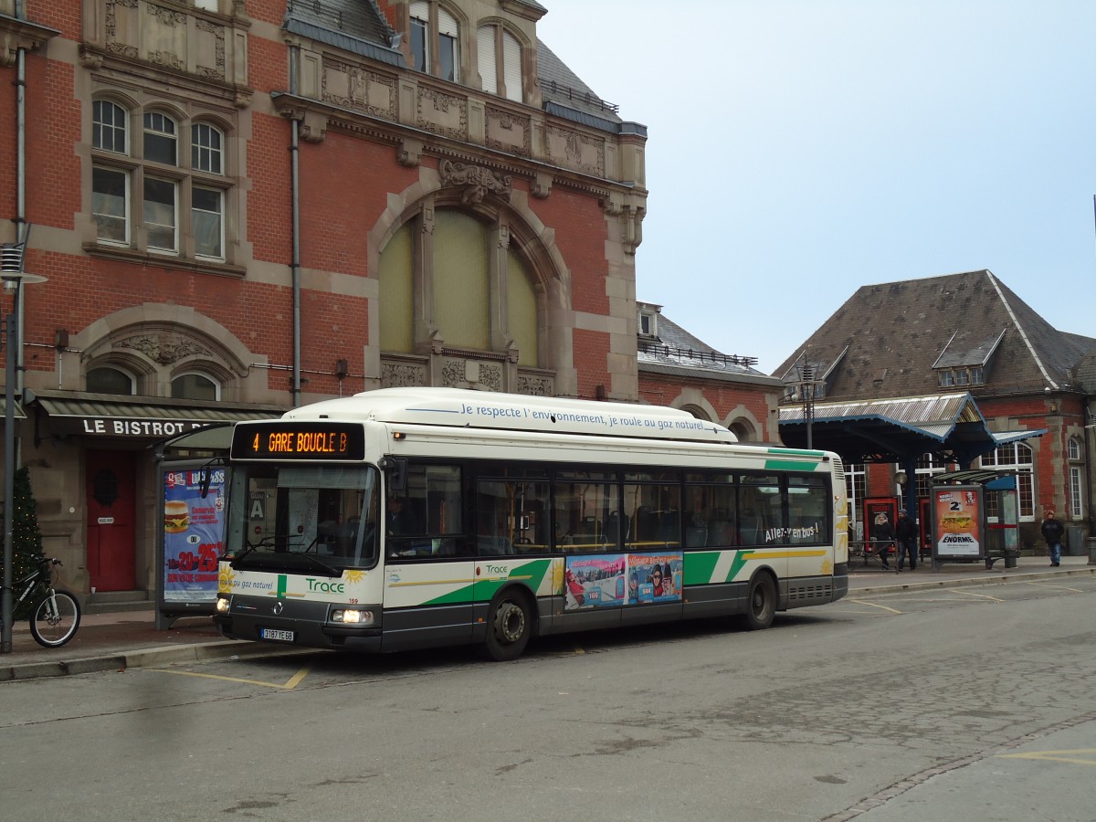 (142'391) - TRACE Colmar - Nr. 159/3187 YE 68 - Irisbus am 8. Dezember 2012 beim Bahnhof Colmar