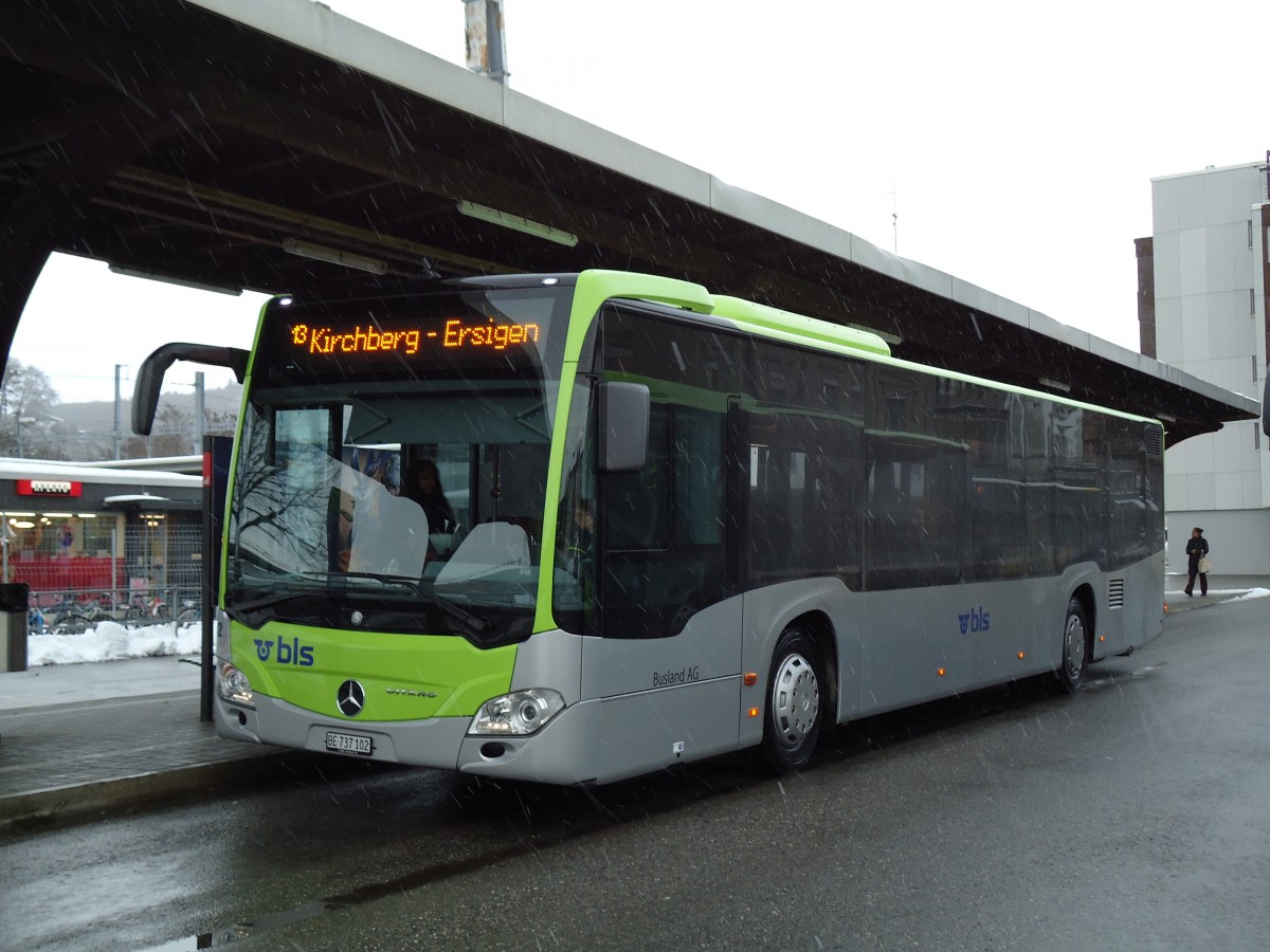 (142'491) - Busland, Burgdorf - Nr. 102/BE 737'102 - Mercedes am 10. Dezember 2012 beim Bahnhof Burgdorf