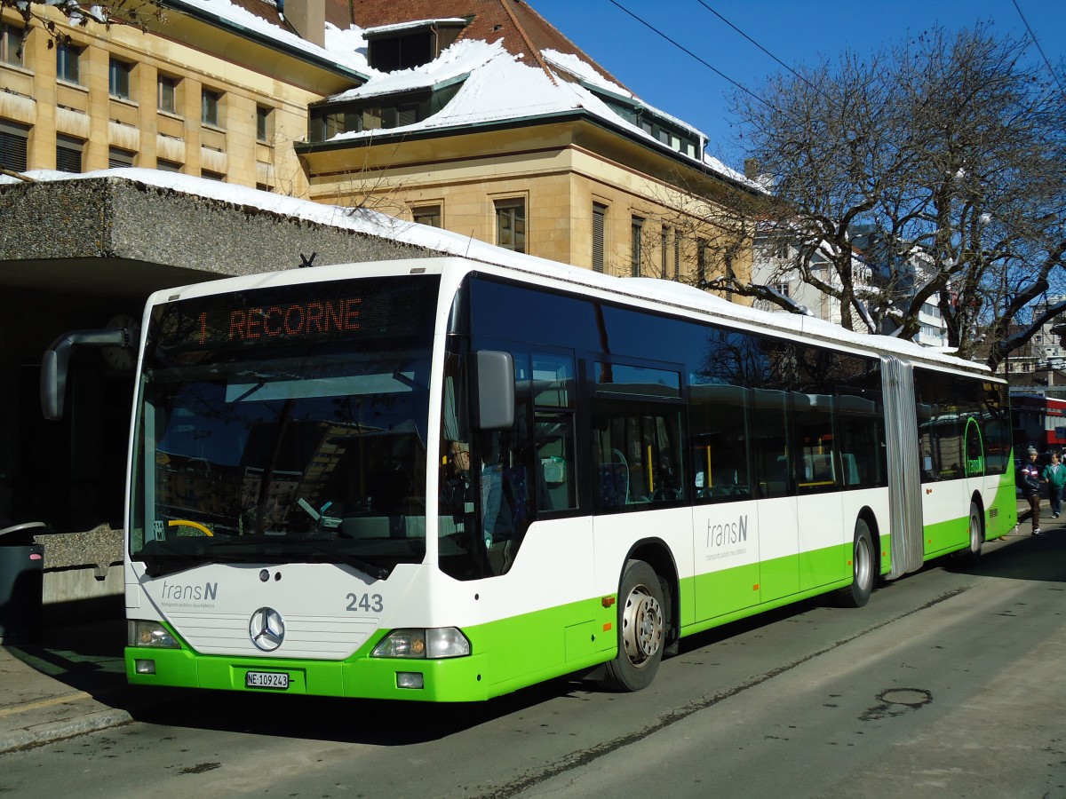 (143'224) - transN, La Chaux-de-Fonds - Nr. 243/NE 109'243 - Mercedes (ex TC La Chaux-de-Fonds Nr. 243) am 19. Februar 2013 beim Bahnhof La Chaux-de-Fonds