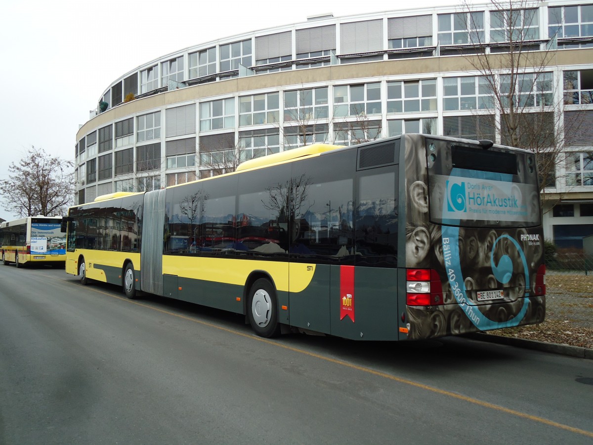 (143'462) - STI Thun - Nr. 142/BE 801'142 - MAN am 8. Mrz 2013 bei der Schifflndte Thun