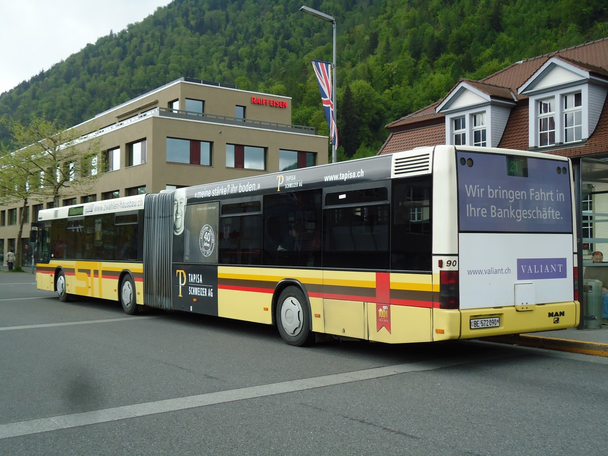 (144'077) - STI Thun - Nr. 90/BE 572'090 - MAN am 11. Mai 2013 beim Bahnhof Interlaken Ost