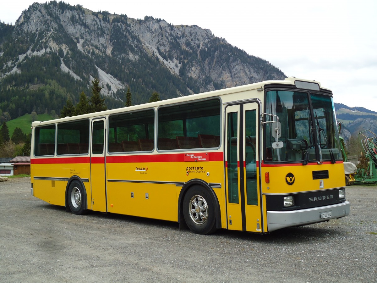 (144'194) - Spring, Schwenden - BE 368'914 - Saurer/R&J am 16. Mai 2013 in Grimmialp, Parkplatz