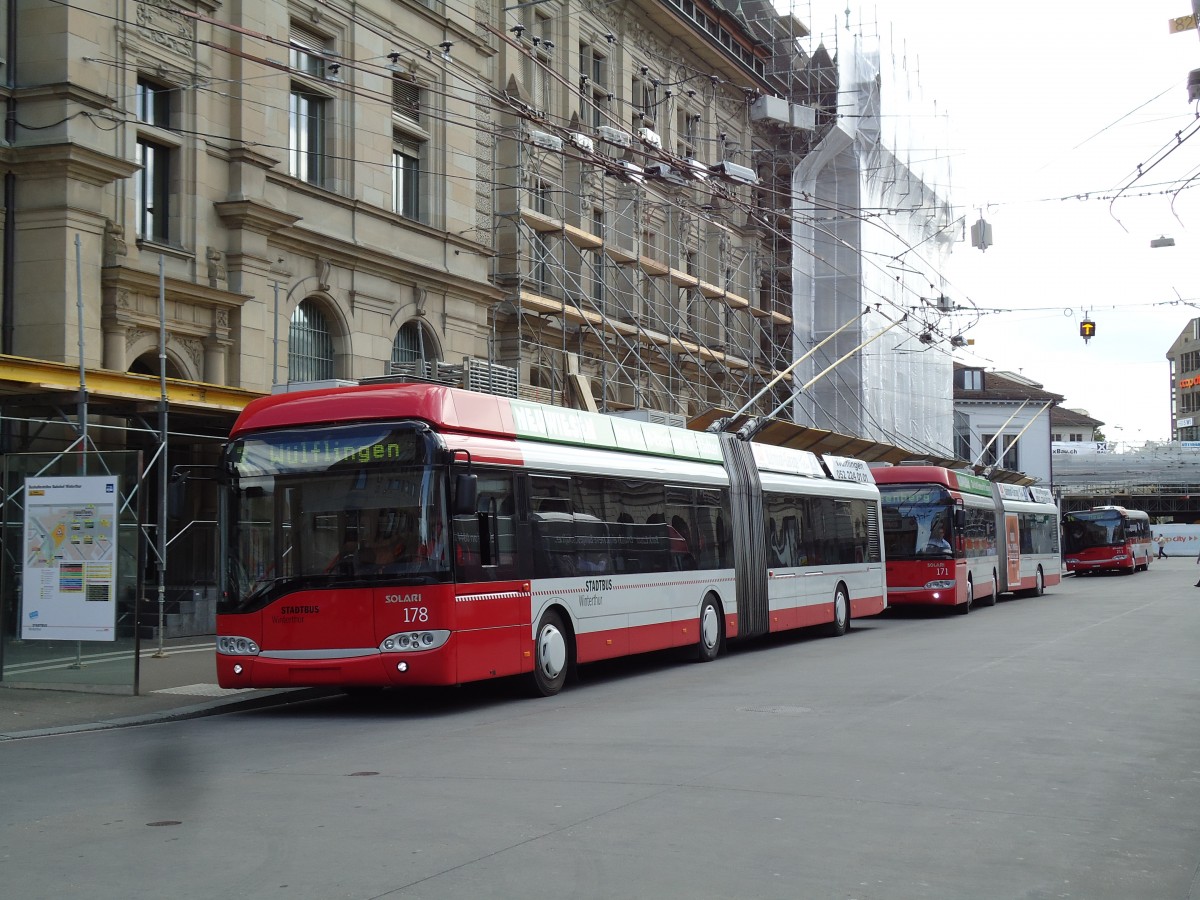 (144'458) - SW Winterthur - Nr. 178 - Solaris Gelenktrolleybus am 20. Mai 2013 beim Hauptbahnhof Winterthur