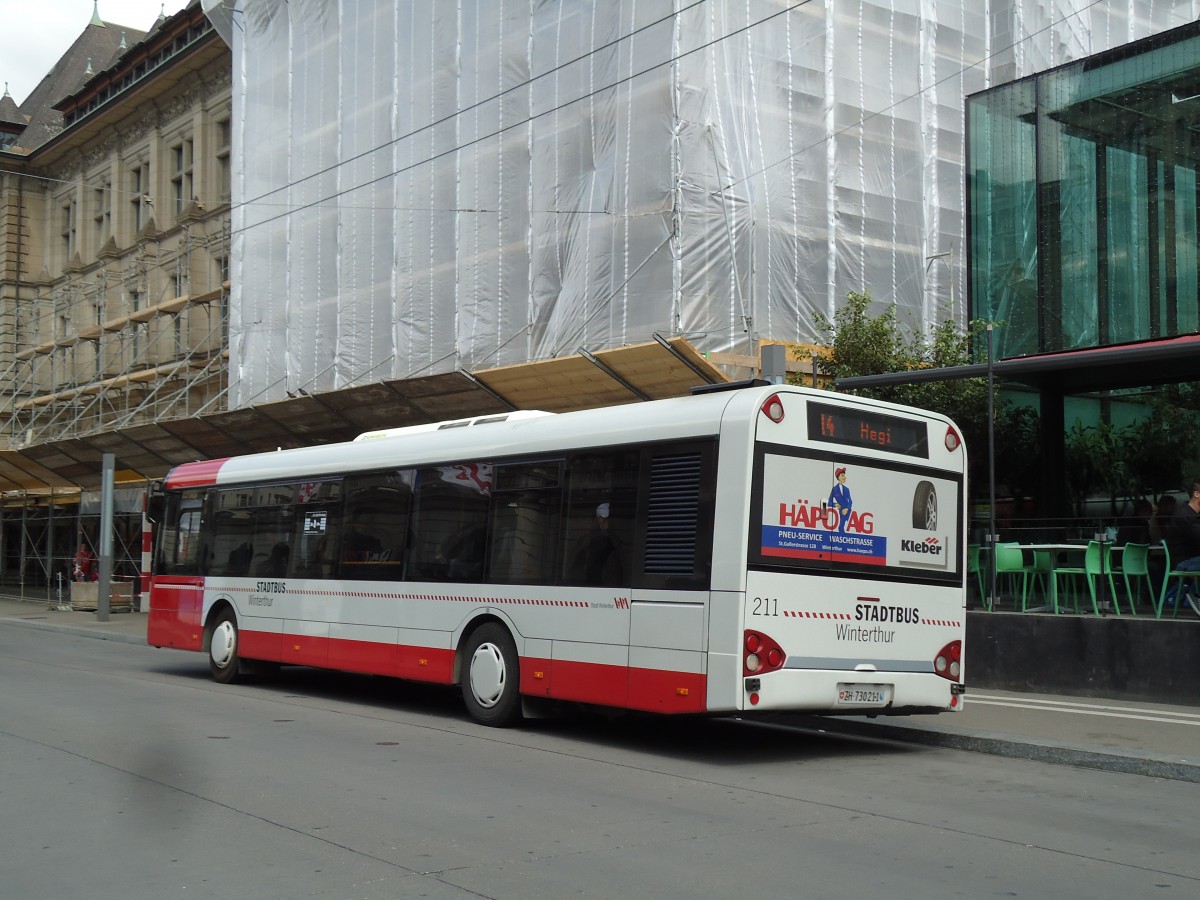 (144'467) - SW Winterthur - Nr. 211/ZH 730'211 - Solaris am 20. Mai 2013 beim Hauptbahnhof Winterthur