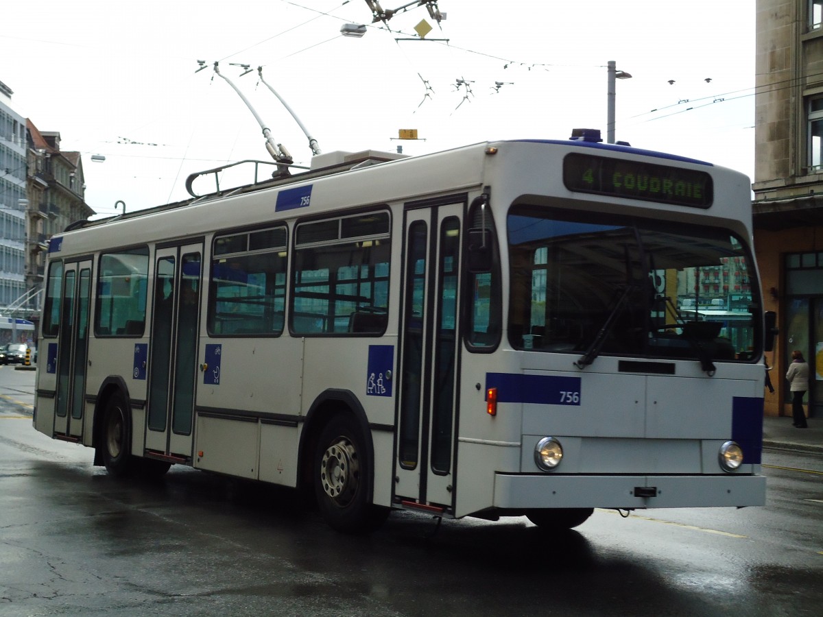 (144'585) - TL Lausanne - Nr. 756 - NAW/Lauber Trolleybus am 26. Mai 2013 in Lausanne, Bel-Air