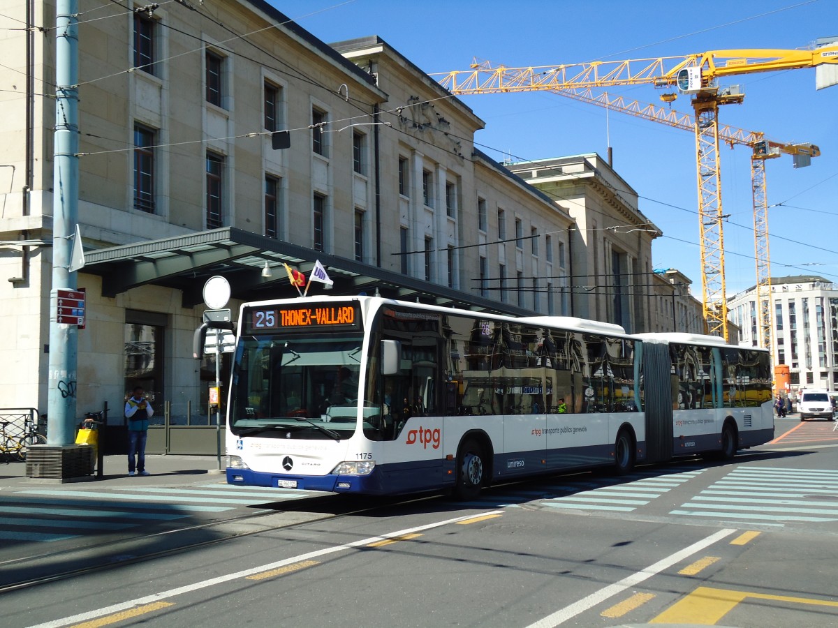 (144'712) - TPG Genve - Nr. 1175/GE 960'925 - Mercedes am 27. Mai 2013 beim Bahnhof Genve