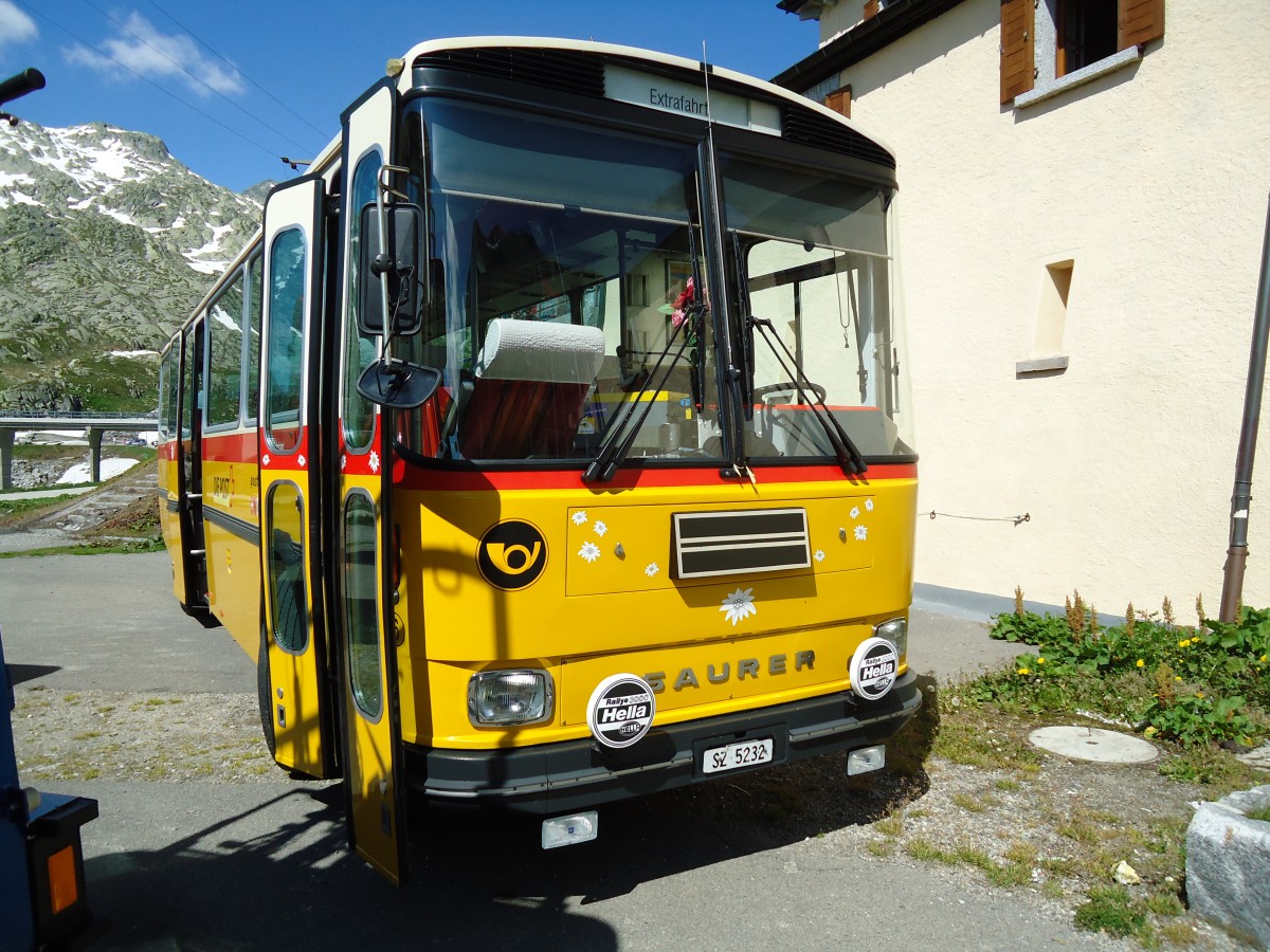 (145'839) - Fssler, Unteriberg - Nr. 6/SZ 5232 - Saurer/R&J (ex Schrch, Gutenburg Nr. 6; ex P 24'358) am 20. Juli 2013 in Gotthard, Passhhe