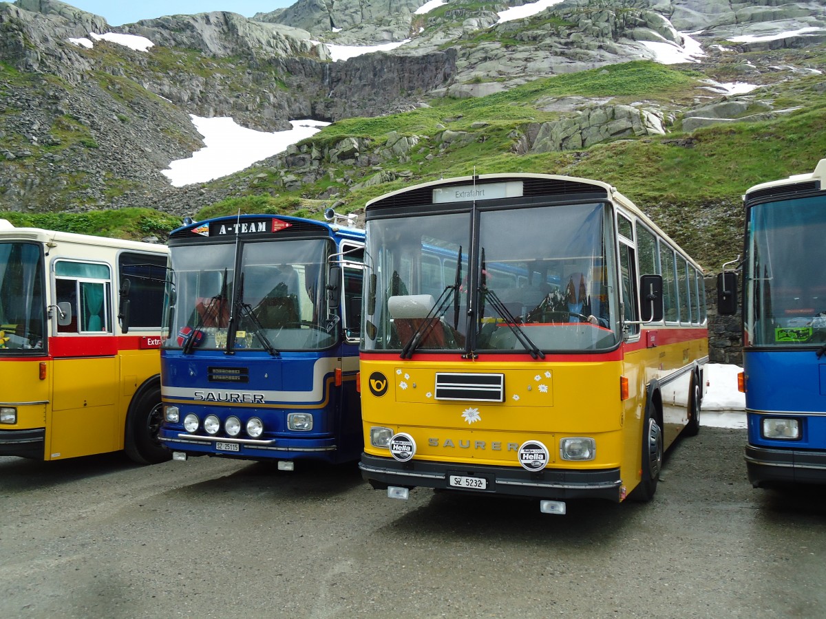 (145'974) - Fssler, Unteriberg - Nr. 6/SZ 5232 - Saurer/R&J (ex Schrch, Gutenburg Nr. 6; ex P 24'358) am 20. Juli 2013 in Gotthard, Lago di Lucendro