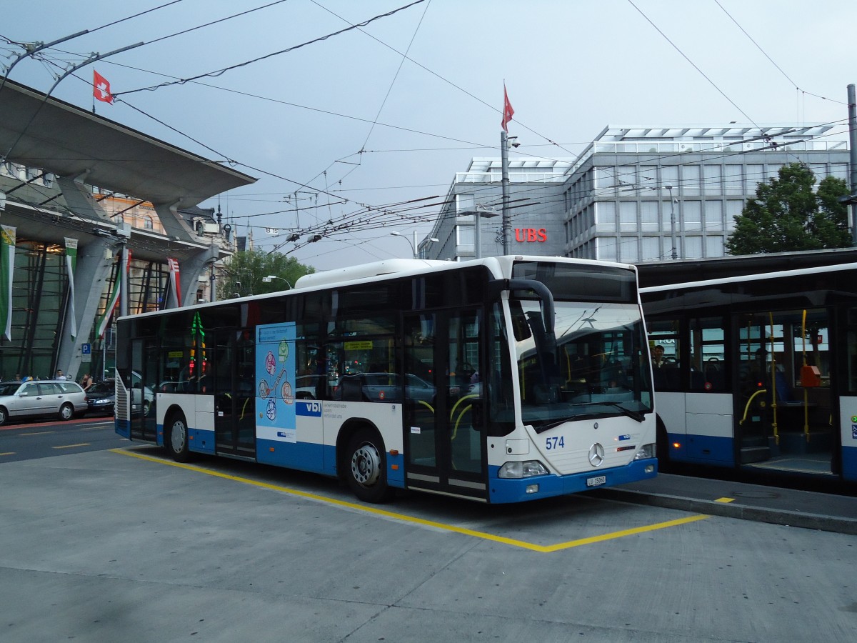 (145'991) - VBL Luzern - Nr. 574/LU 15'060 - Mercedes am 20. Juli 2013 beim Bahnhof Luzern