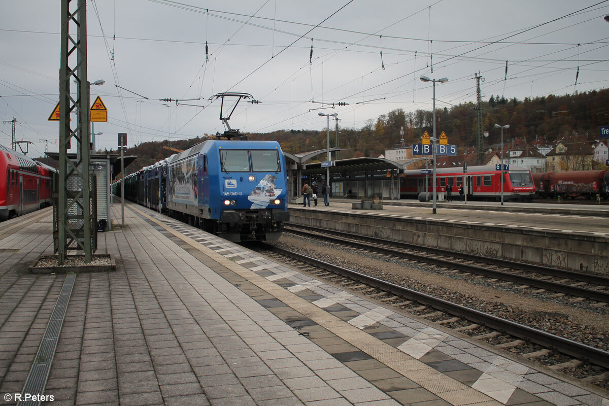 146 060-0 durchfährt Treuchtlingen mit einem Kesselzug. 14.11.23