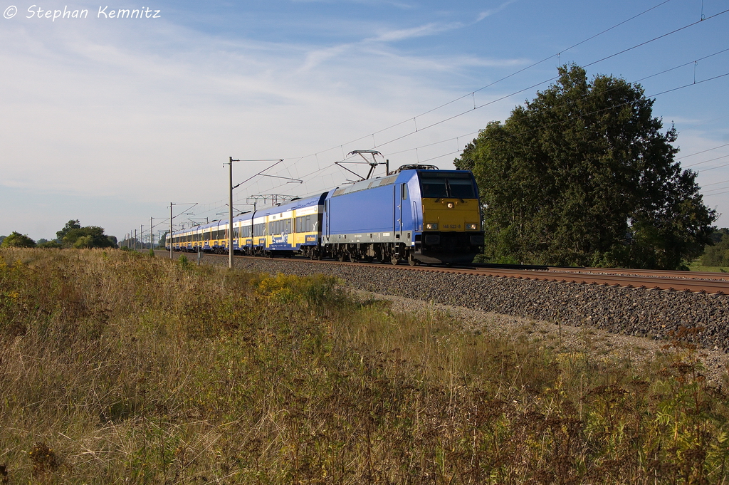 146 522-8 Captrain Deutschland GmbH mit dem Interconnex (X 68904) von Warnem�nde nach Leipzig Hbf in Vietznitz. Netten Gru� an den Tf! 07.09.2013