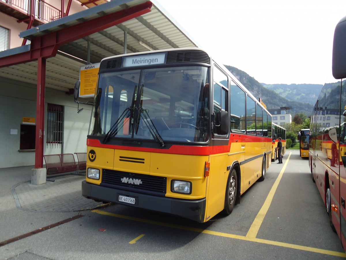 (146'983) - AVG Meiringen - Nr. 68/BE 401'568 - NAW/Hess (ex P 24'454) am 2. September 2013 in Meiringen, Postautostation