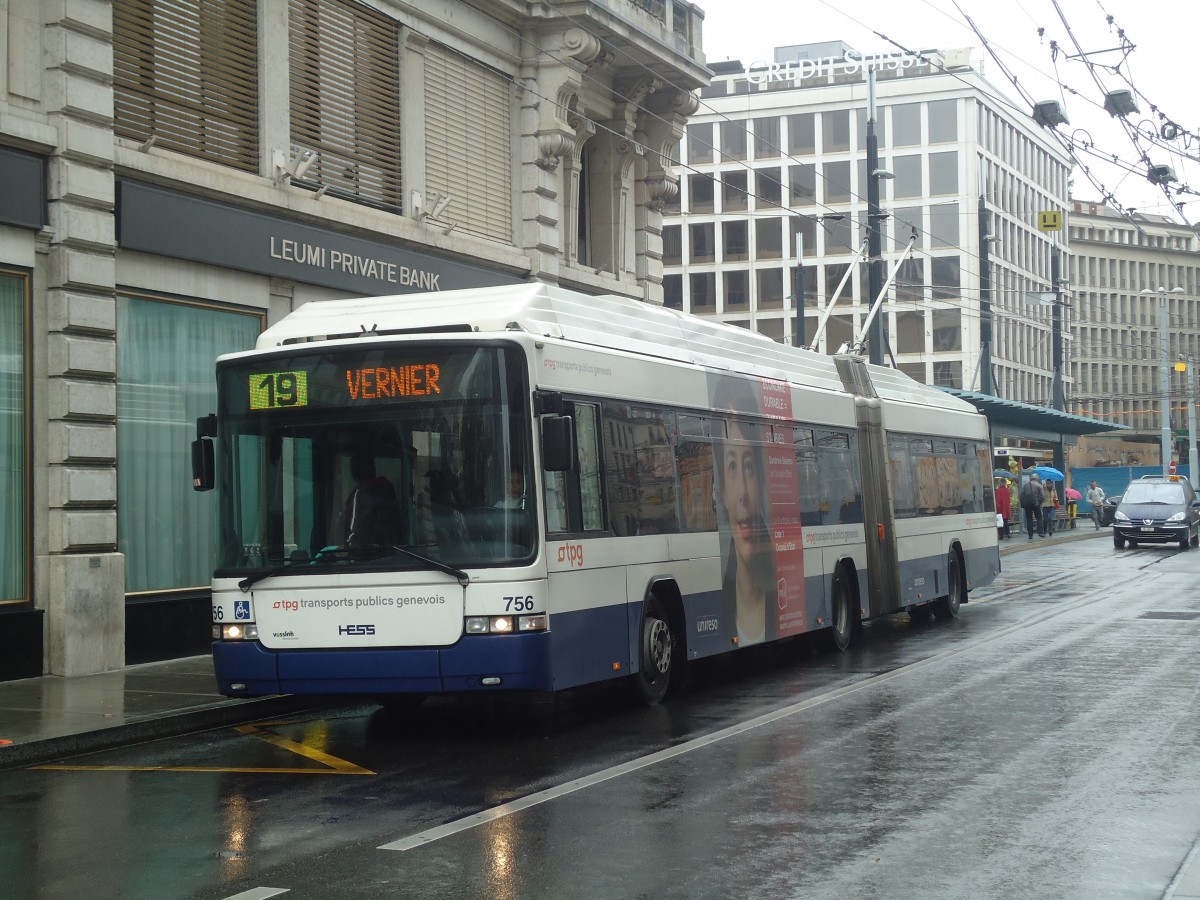 (147'149) - TPG Genve - Nr. 756 - Hess/Hess Gelenktrolleybus am 16. September 2013 in Genve, Bel-Air