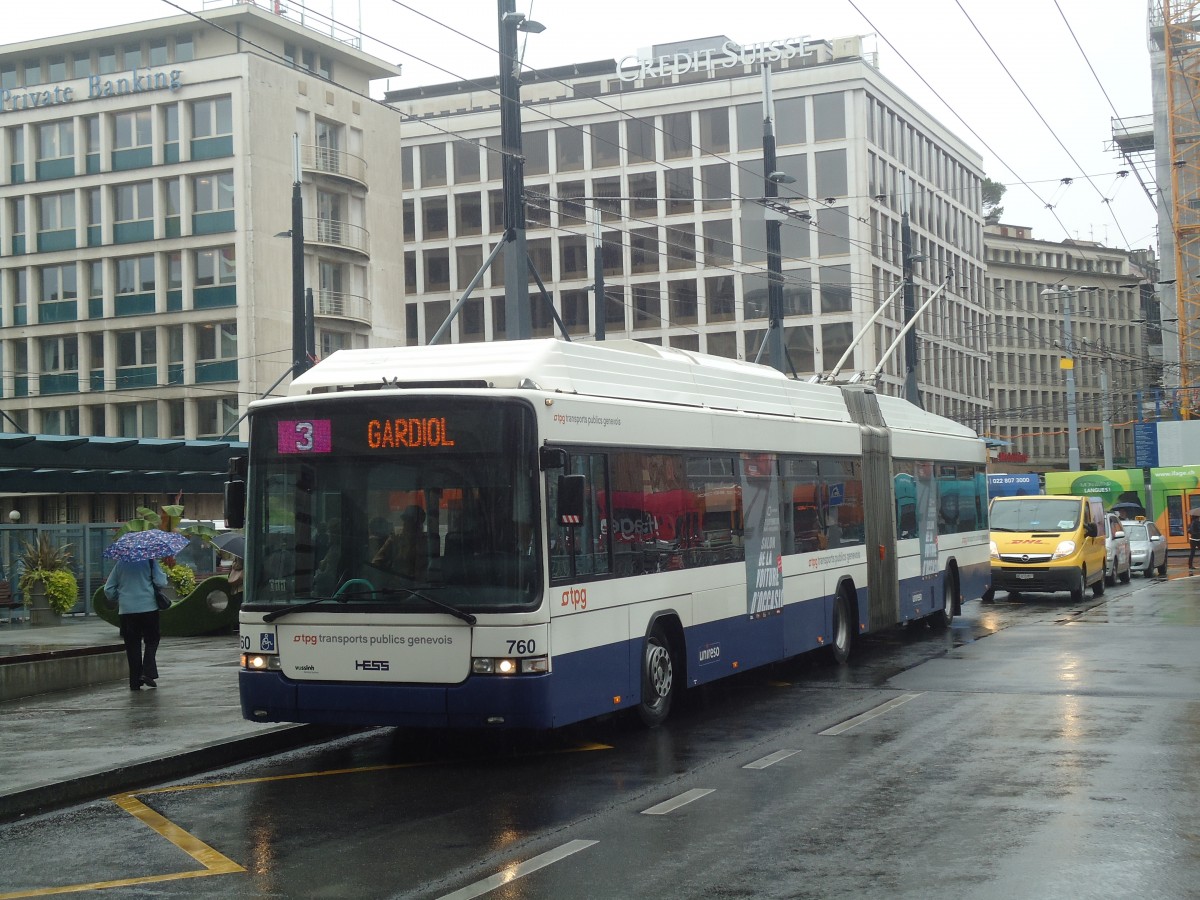 (147'151) - TPG Genve - Nr. 760 - Hess/Hess Gelenktrolleybus am 16. September 2013 in Genve, Bel-Air