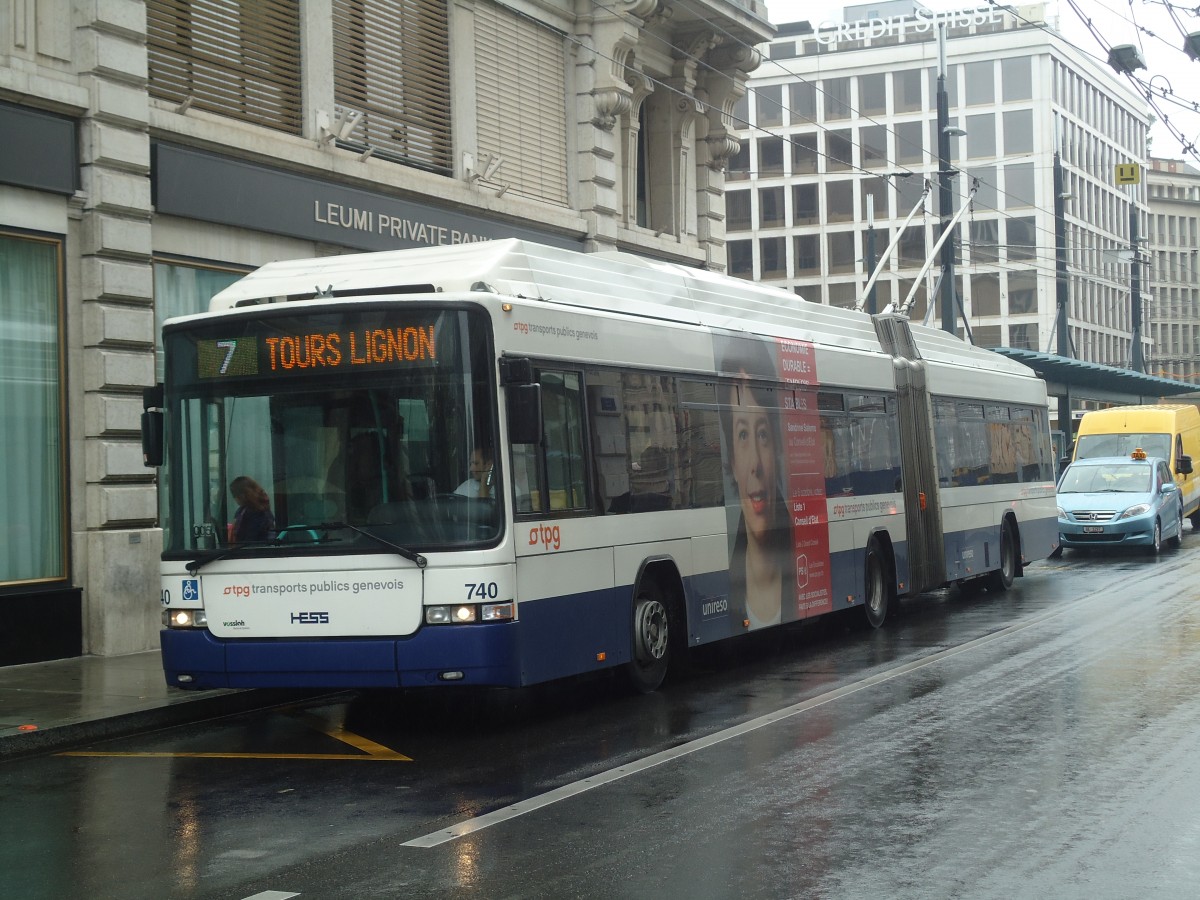 (147'160) - TPG Genve - Nr. 740 - Hess/Hess Gelenktrolleybus am 16. September 2013 in Genve, Bel-Air