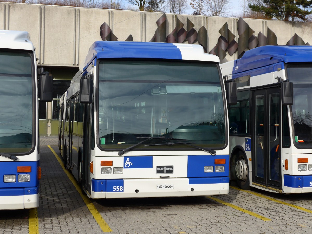 (148'746) - TL Lausanne - Nr. 558/VD 1656 - Van Hool am 2. Februar 2014 in Lausanne, Dpt Borde