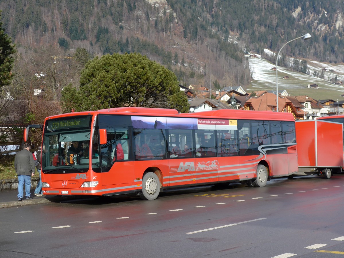 (148'836) - AFA Adelboden - Nr. 27/BE 26'773 - Mercedes am 15. Februar 2014 beim Bahnhof Frutigen