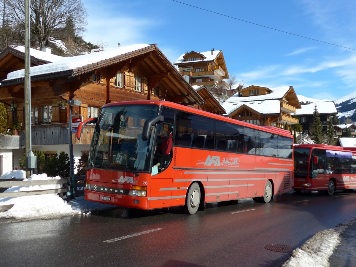 (148'838) - AFA Adelboden - Nr. 26/BE 21'181 - Setra (ex Nr. 16; ex Frhlich, D-Ludwigshafen/Rhein) am 15. Februar 2014 in Adelboden, Mineralquelle