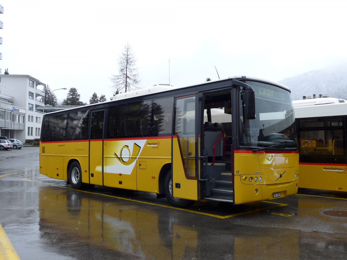 (149'100) - Fontana, Ilanz - Nr. 17/GR 3325 - Volvo (ex Nr. 12) am 1. Mrz 2014 beim Bahnhof Ilanz