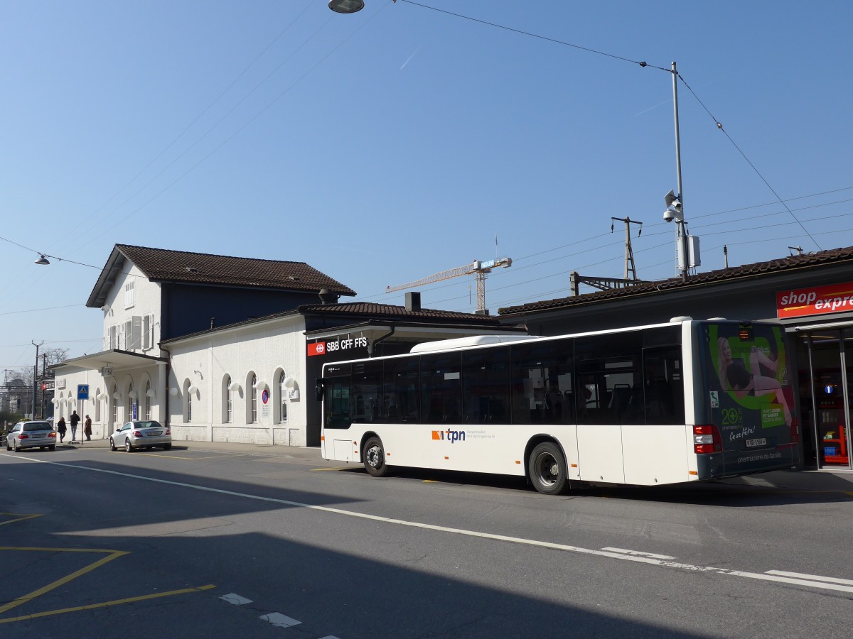 (149'236) - TPN Nyon - VD 1169 - MAN am 9. Mrz 2014 beim Bahnhof Nyon