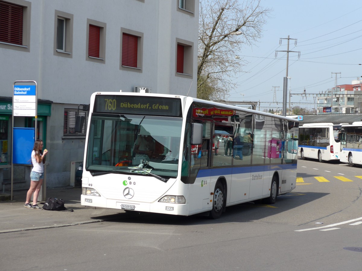 (149'480) - Maag, Kloten - Nr. 49/ZH 509'049 - Mercedes (ex VBZ Zrich Nr. 293; ex VZO Grningen Nr. 4) am 31. Mrz 2014 beim Bahnhof Dbendorf